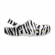 Saboți Crocs Classic Animal Print Clog Multicolor - White/Zebra Print