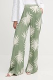 OUI pantaloni culoarea verde, drept, high waist, 92813