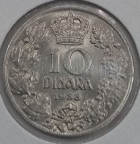 Serbia, 10 Dinara 1938, UNC.