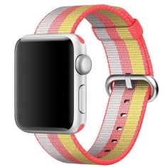 Curea iUni compatibila cu Apple Watch Ultra/SE/8/7/6/5/4/3/2/1, 44mm, Nylon, Woven Strap, Rainbow