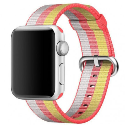 Curea iUni compatibila cu Apple Watch Ultra/SE/8/7/6/5/4/3/2/1, 40mm, Nylon, Woven Strap, Rainbow foto