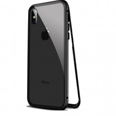 Husa Apple iPhone XS MAX Magnetica 360 grade Black cu spate de sticla securizata