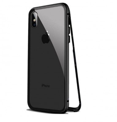 Husa Apple iPhone XS MAX Magnetica 360 grade Black cu spate de sticla securizata foto