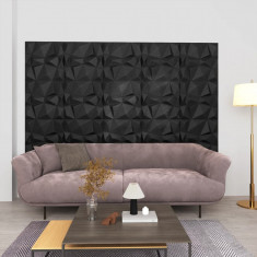 vidaXL Panouri de perete 3D 12 buc. negru 50x50 cm model diamant 3 m²