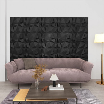 Panouri de perete 3D 24 buc. negru 50x50 cm model diamant 6 m&amp;sup2; GartenMobel Dekor foto