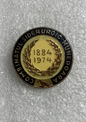 Insigna combinatul siderurgic Hunedoara 1884-1974 foto