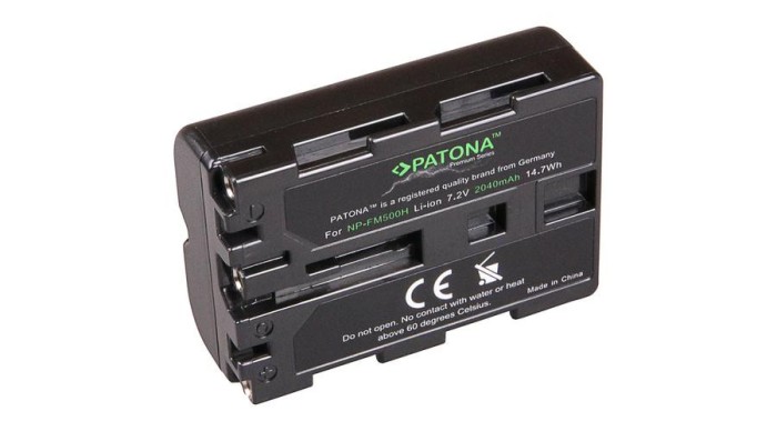 Sony NP-FM500H Alpha DSLR-A100 DSLR-A100H 57 65 2040mah / 14,7Wh / 7.2V Baterie Premium / baterie re&icirc;ncărcabilă - Patona Premium