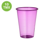 Set Pahare Plastic, 10 Buc, Capacitate 480ml, Culoare Mov