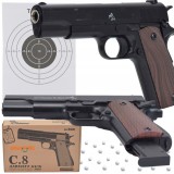 Pistol ASG cu bile 6 mm metalic, mecanism cu arc, 200 FPS, 20 cm