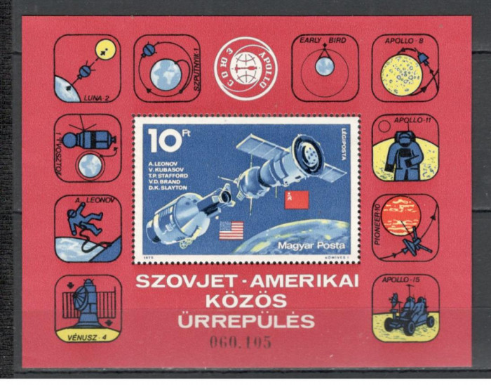 Ungaria.1975 Posta aeriana:Cosmonautica-Bl. SU.400