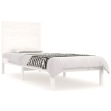 Cadru de pat single, alb, 90x190 cm, lemn masiv
