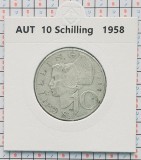 Austria 10 schilling 1958 argint - km 2882 - cartonas personalizat - D20301