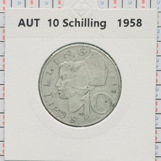 Austria 10 schilling 1958 argint - km 2882 - cartonas personalizat - D20301
