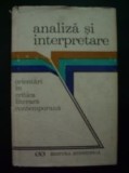 Analiza si interpretare