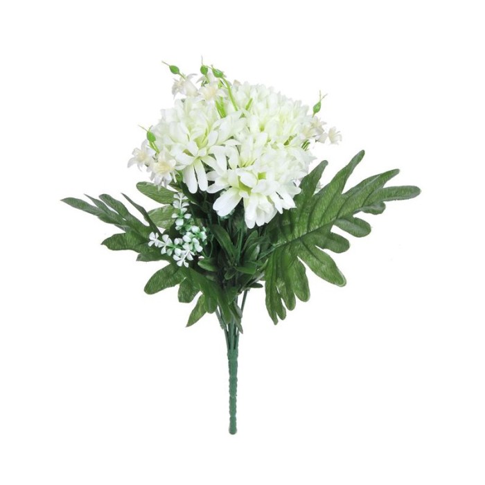 Buchet decorativ artificial, Crizanteme, 40 cm, Alb, ATU-084049