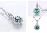 Cumpara ieftin Set Cercei si Lantisor Din Argint S925 Zirconiu Smarald Green Set112E, Argintboutique