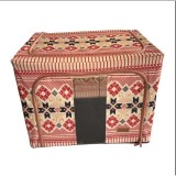 Cutie de Depozitare Pliabila, Flippy,100 L din Bumbac si In, 60X42X40 cm, Fereastra Frontala, 2 Usi de Acces cu Fermoar Bidirectional, Cadru Metalic,