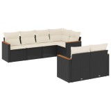 Cumpara ieftin Set canapele de gradina cu perne, 7 piese, negru, poliratan