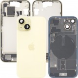Capac Baterie Apple iPhone 15, Cu Carcasa Mijloc, Full Parts, Galben, Swap