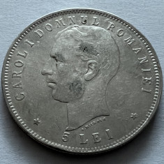 5 Lei 1906 Argint, Carol I, Romania, cap-cap