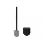 Perie -Clean pentru WC flexibila cu suport, Silicon, Negru, 35 X 8 cm