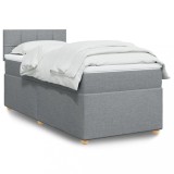 VidaXL Pat box spring cu saltea, gri deschis, 90x190 cm, textil 3288835