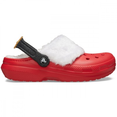 Saboti Crocs Classic Lined Santa Clog Rosu - Varsity Red/Multi foto