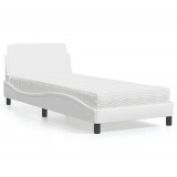 Cumpara ieftin Pat cu saltea, alb, 90x200 cm, piele ecologică