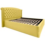 Pat Matrimonial Alison tapitat cu somiera rabatabila diverse dimensiuni, culoare galben - 200x200