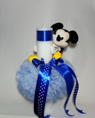 Lumanare Pentru Botez Tip Glob Bleu 35x5 Cm Disney Mickey Mouse