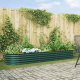 vidaXL Strat &icirc;nălțat de grădină Verde 320 x 80 x 44 cm Oțel