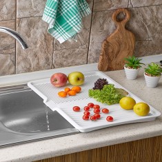 Uscător Vase, Model Alb cu Dungi, Dimensiuni 45x31x3cm, Plastic