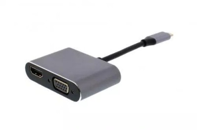 Adaptor USB Type C 3.1 - HDMI 4K 30Hz si VGA 1080p 60Hz Well foto