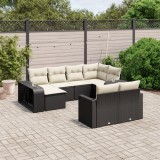 Cumpara ieftin Set canapele de grădină cu perne, 10 piese, negru, poliratan