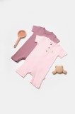 Cumpara ieftin Set 2 salopete scurte Bamboo, roz, BabyCosy, 50%bumbac+50% bambus (Marime: 9-12 luni)