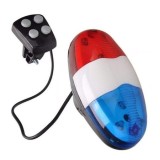 Cumpara ieftin Sonerie Bicicleta Tip Sirena Politie Dactylion, 4 Melodii, 6 LED, Fixare Ghidon, Rosu/Alb/Albastru