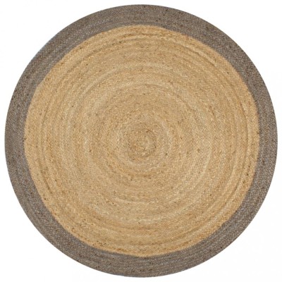 vidaXL Covor manual cu margine gri, 150 cm, iută foto