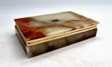 Cumpara ieftin cutie din onix lucrata in Italia in anii 1960s pt tigari sau pentru bijuterii 18 x 11 x 4 cm tobacciana