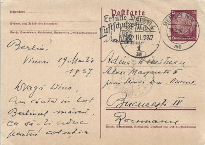 A4034N Virgil Popescu-R&amp;acirc;mniceanu, carte poștală olografă, 1937 foto