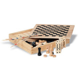 Set Jocuri in cutie de lemn, domino, mikado, sah, table, 16 x 16 cm