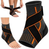 Cumpara ieftin Glezniera ajustabila, elastica, protectie glezna, prindere cu velcro, material elastic, respirabil, 25 x 10 cm, gri portocaliu
