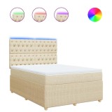 Cumpara ieftin Pat continental cu saltea, crem, 140x200 cm, material textil