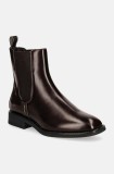 Gant ghete chelsea de piele Fayy femei, culoarea bordo, cu toc plat, 29551772 G897