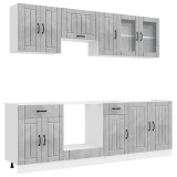 Cumpara ieftin Set dulapuri de bucatarie 8 piese &bdquo;Lucca&rdquo; gri beton Lemn