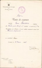 A375 Lot de 4 documente emise de Universitatea din Cernăuți &icirc;ntre anii 1926-1929 pe numele viitorului profesor de la Timișoara, Leon Sauciuc