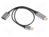 Adaptor LANBERG DisplayPort la HDMI și USB A 0,2m negru