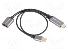 Adaptor LANBERG DisplayPort la HDMI și USB A 0,2m negru