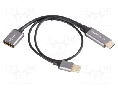 Adaptor LANBERG DisplayPort la HDMI și USB A 0,2m negru foto
