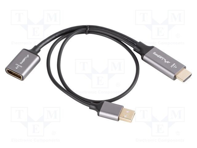 Adaptor LANBERG DisplayPort la HDMI și USB A 0,2m negru