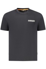 Napapijri Tricou barbati, cu imprimeu grafic pe fata si pe spate, Regular Fit, Negru, M